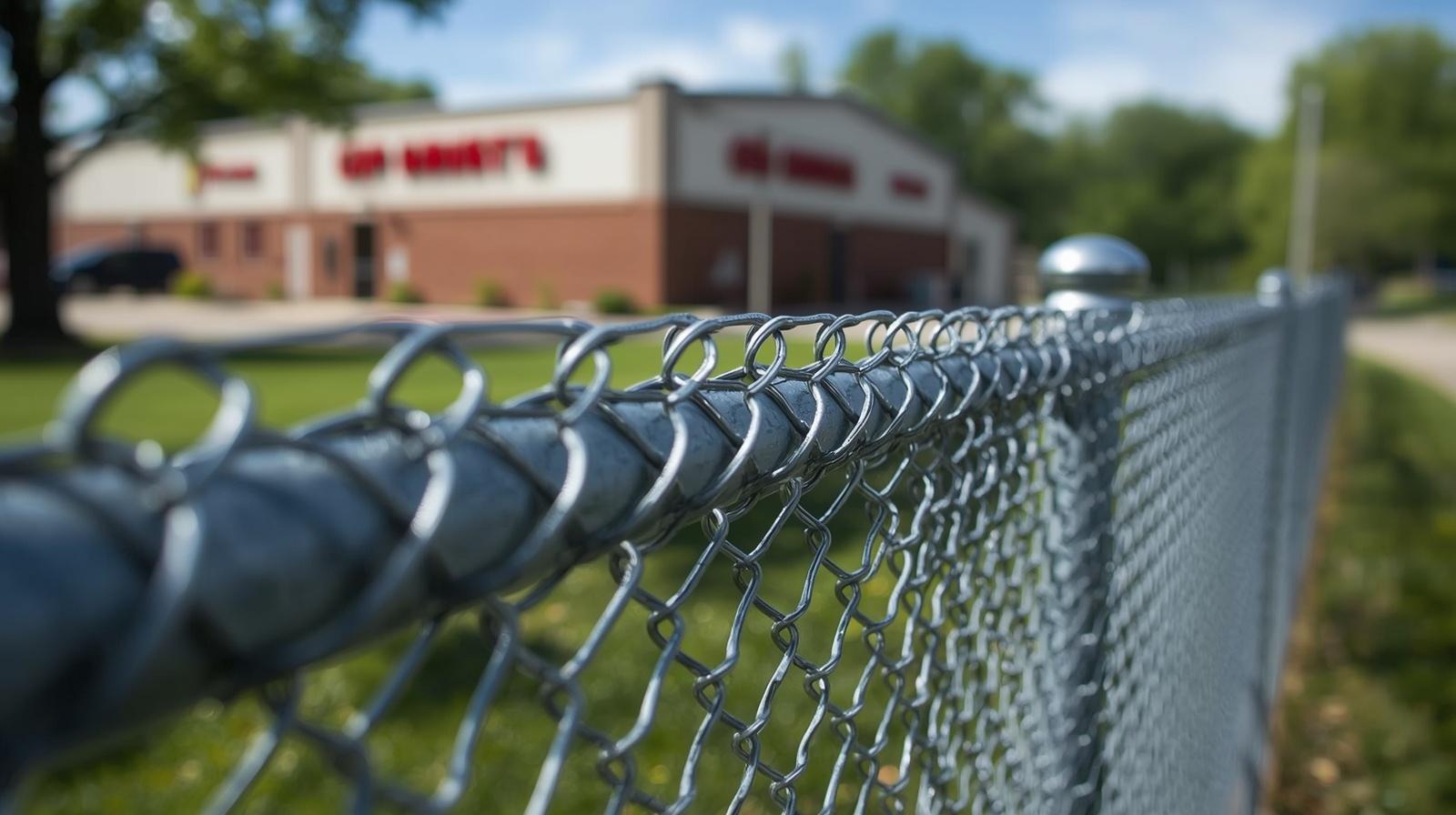 Chain link fence installation on residential and commercial property in Belvidere IL.