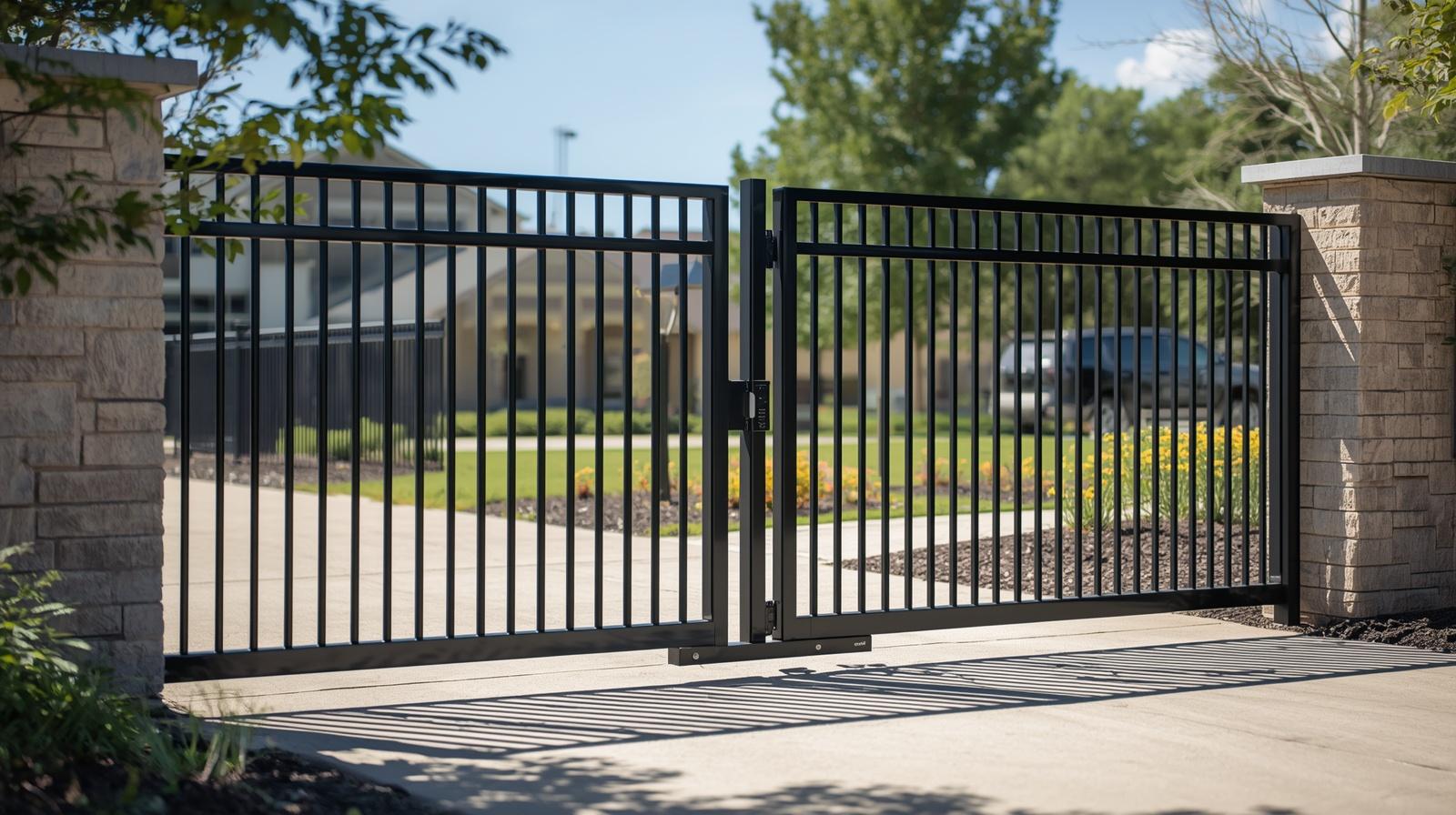 Commercial gate installation with secure access control at business property in Delavan WI.