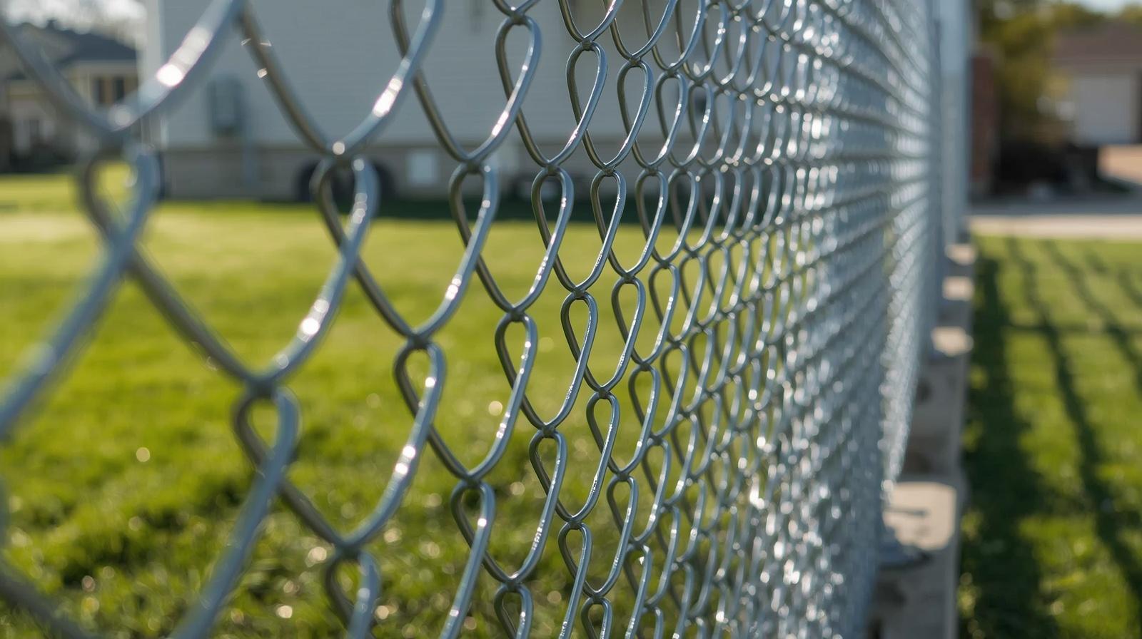 Commercial chain link fence repair on a business property in Orfordville WI.