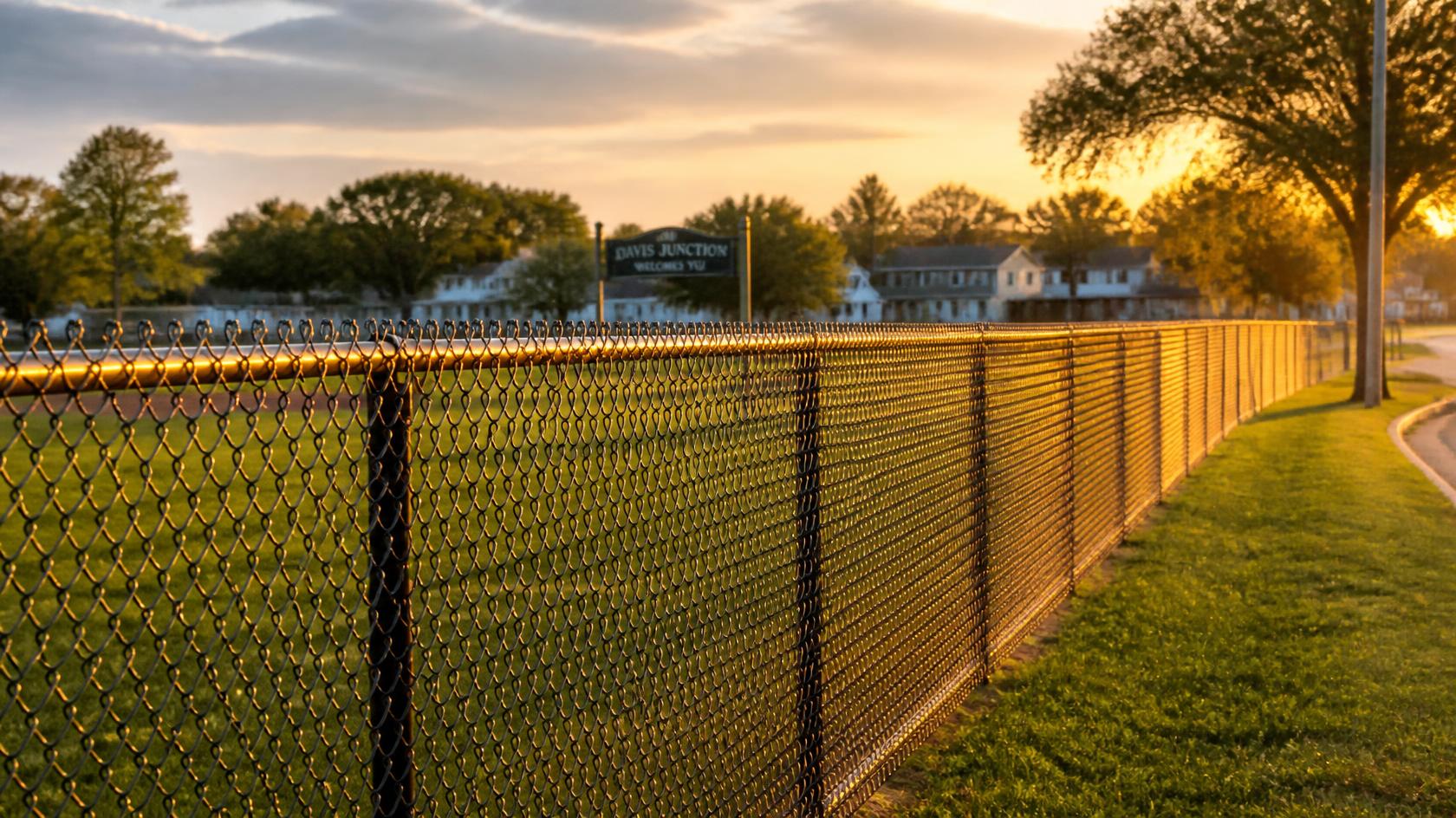 Contractor repairing a chain link security fence in Newark, WI to maintain a strong property perimeter.