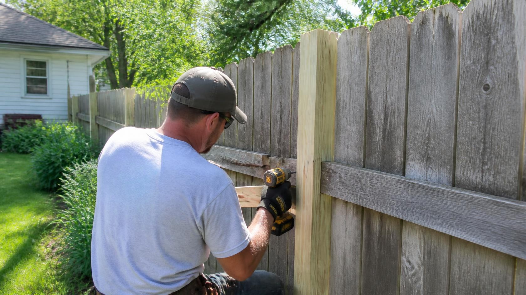 Fence repair in Janesville, WI focusing on damaged posts, gates, and sections that may need attention. Fence repair in Janesville, WI focusing on damaged posts, gates, and sections that may need attention.
