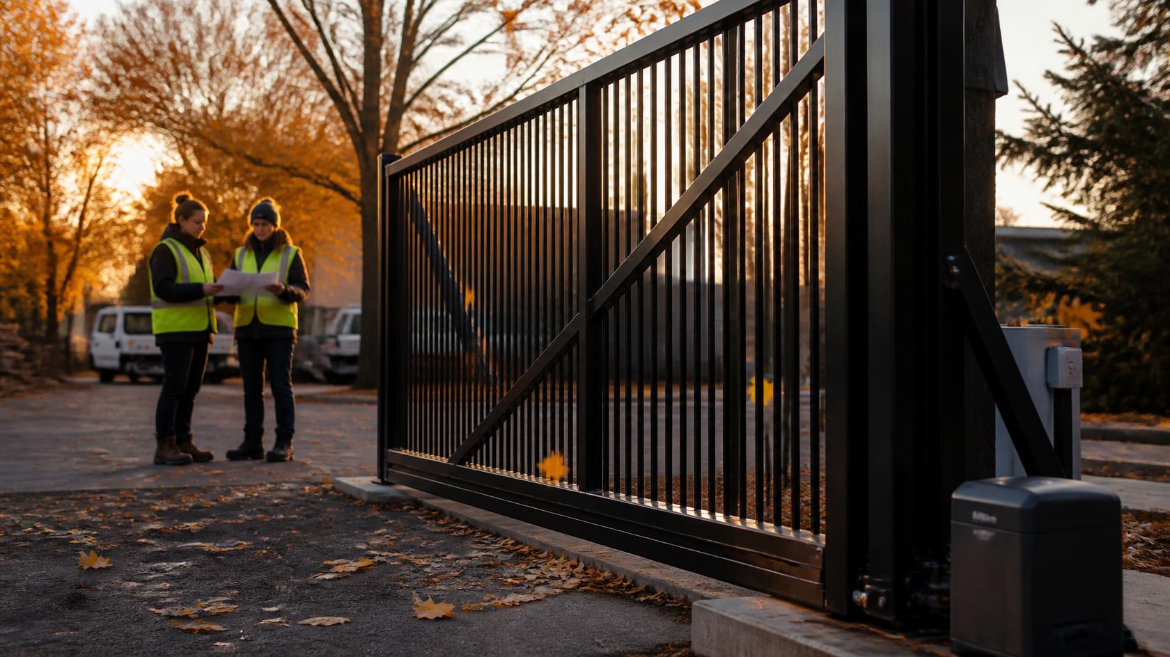 Commercial gate installation in Sycamore, IL being planned to provide secure property access before cold weather arrives.