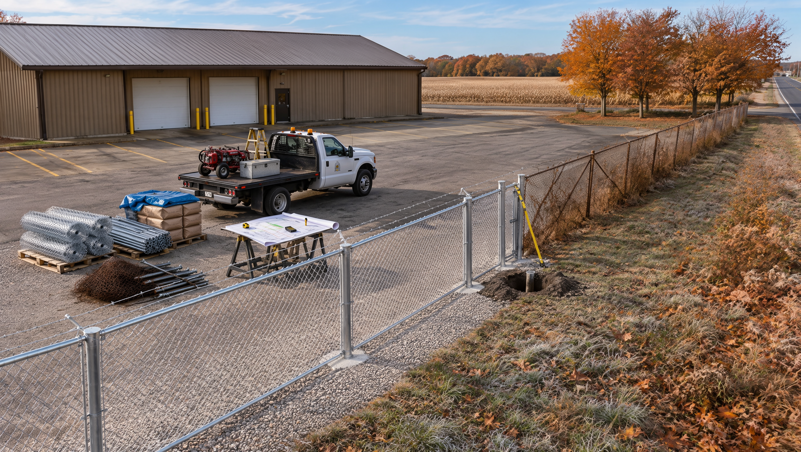 Commercial property owner in Clinton, WI, reviewing fence replacement materials, gate options, labor estimates, and project costs for fall 2026 planning. Commercial property owner in Clinton, WI, reviewing fence replacement materials, gate options, labor estimates, and project costs for fall 2026 planning.