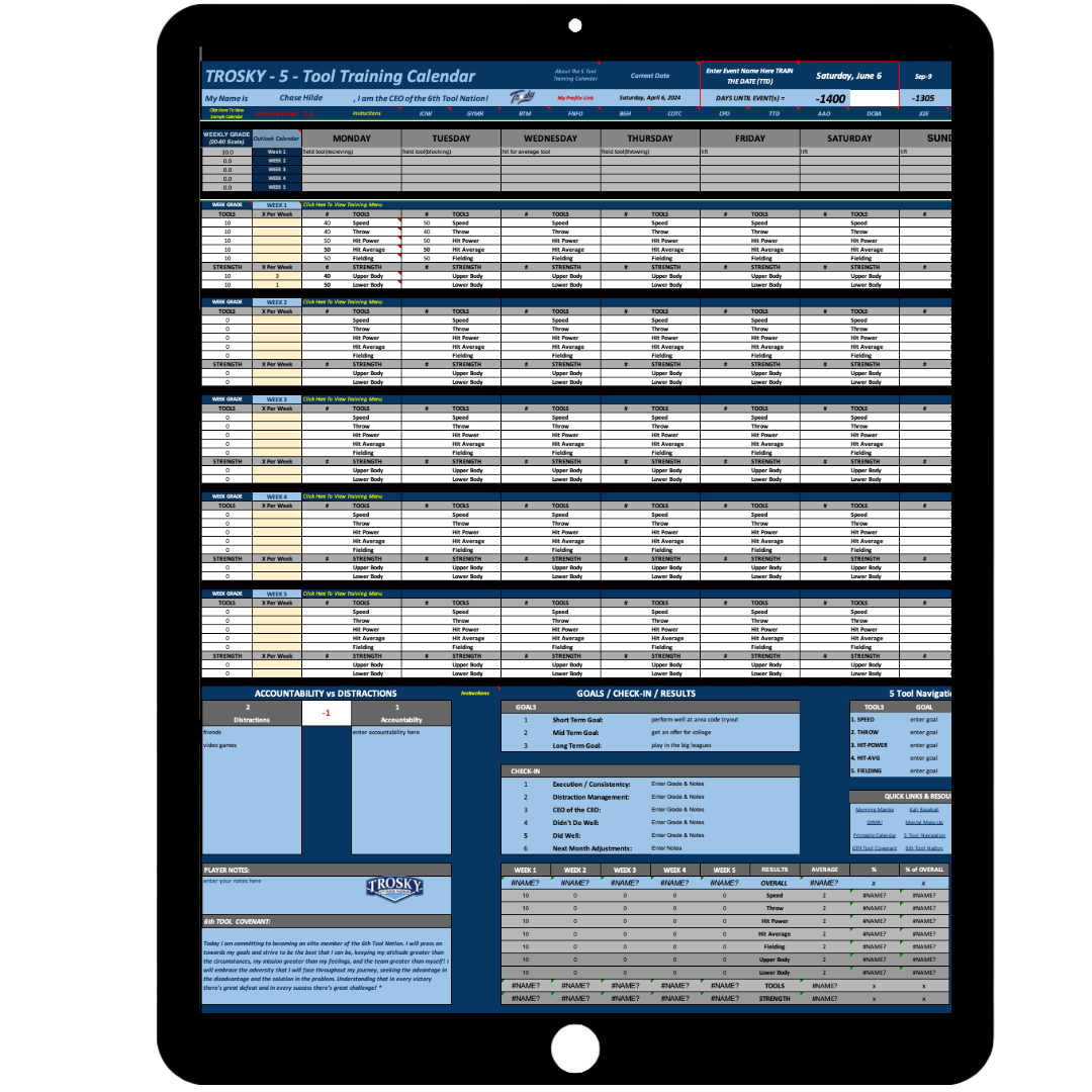 5 Tool Training Calendar