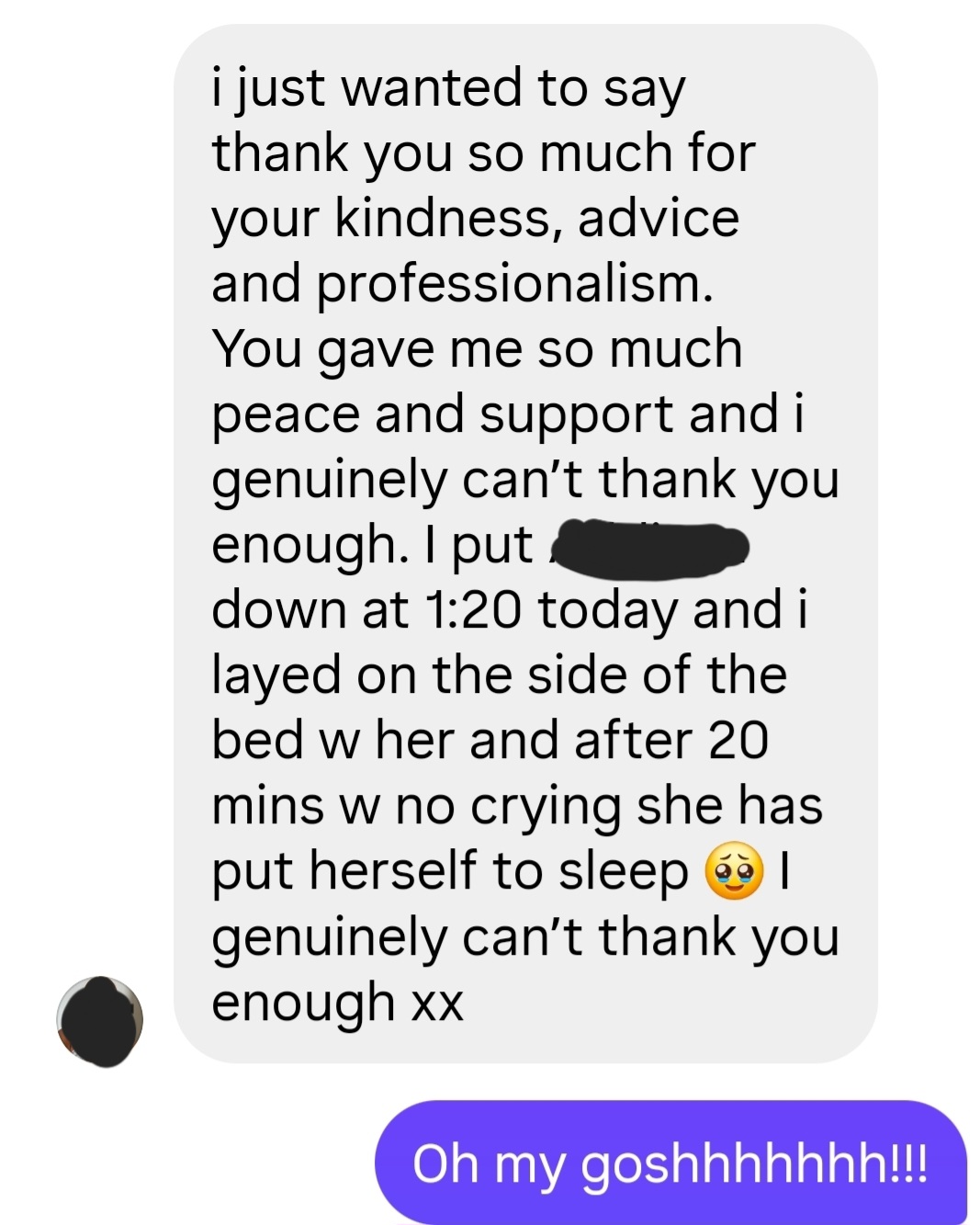 Real message from a mum after working with Beck (25)