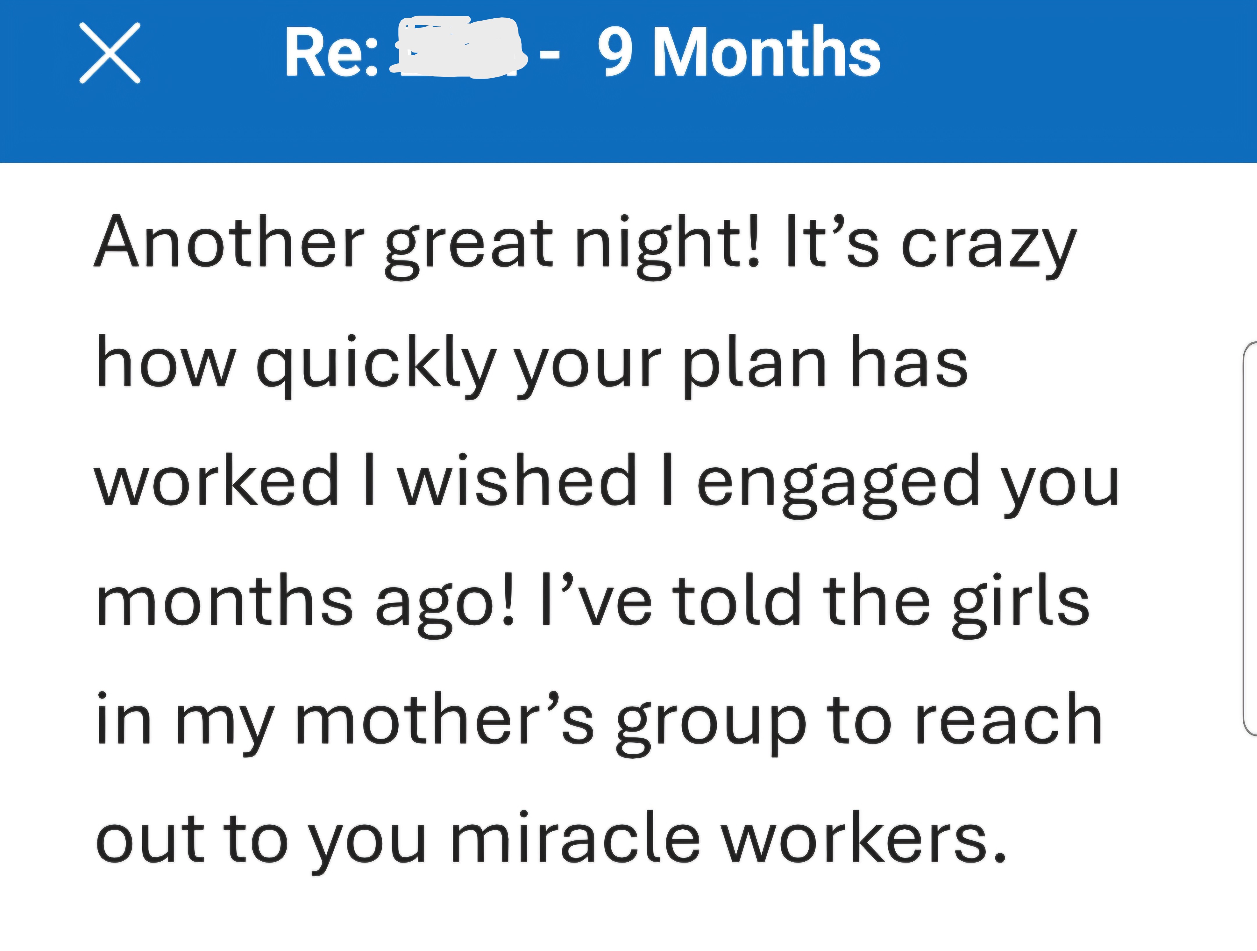 Real message from a mum after working with Beck (7)