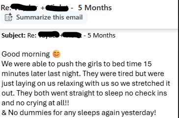 Real message from a mum after working with Beck (8)