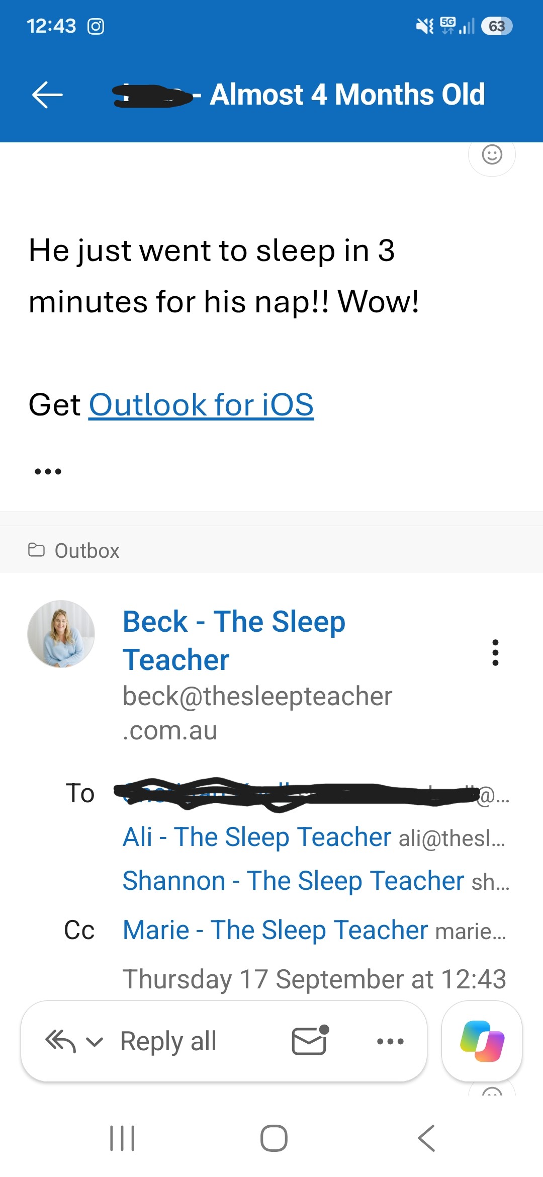 Real message from a mum after working with Beck (3)