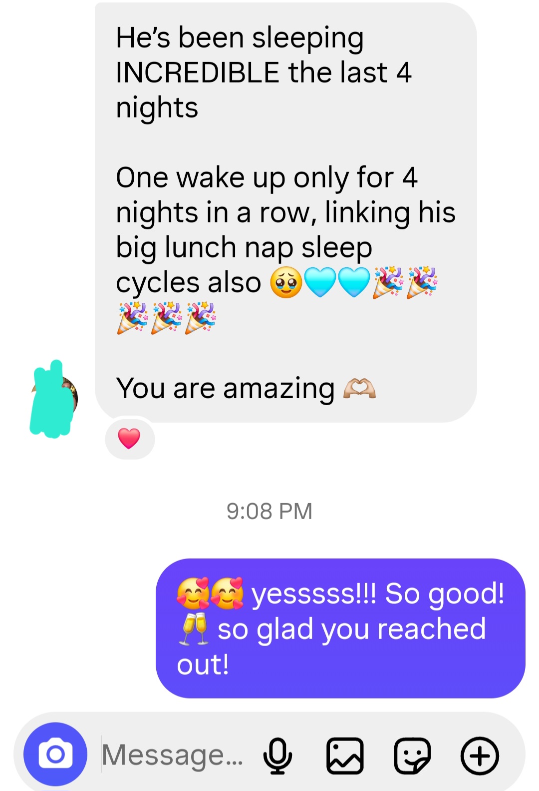 Real message from a mum after working with Beck
