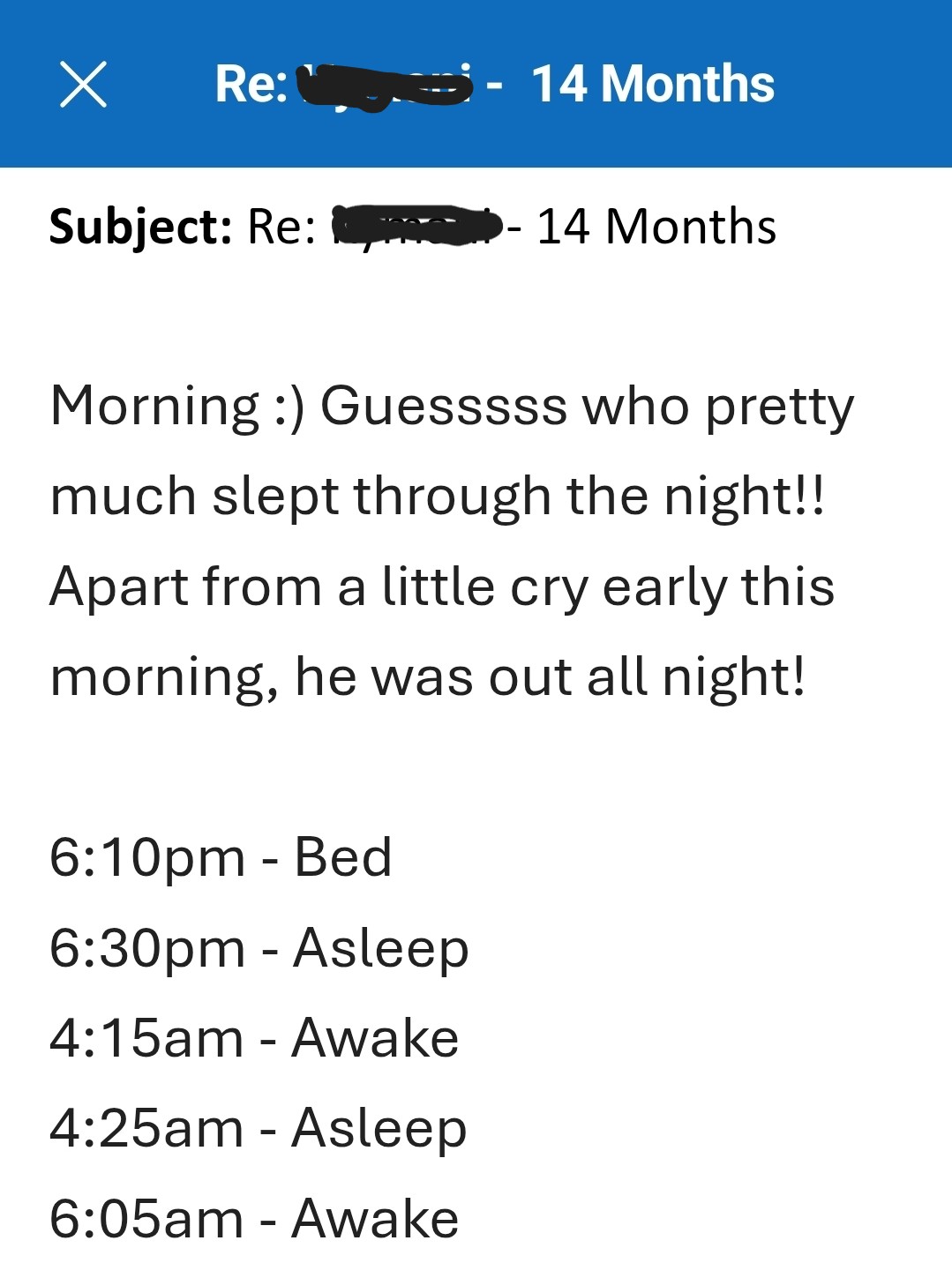 Real message from a mum after working with Beck (18)