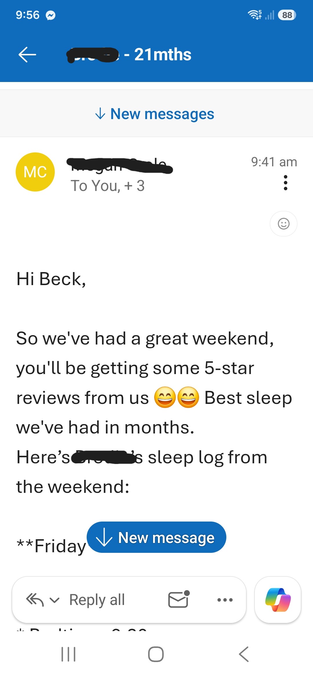 Real message from a mum after working with Beck (20)