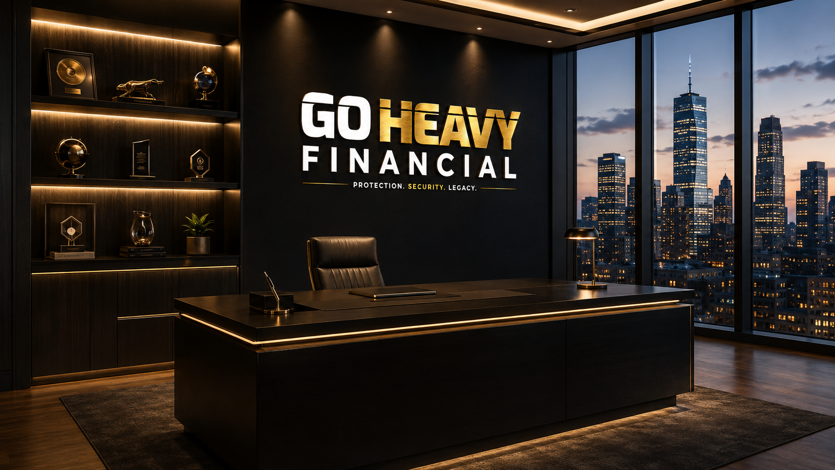 Go Heavy Financial office overlooking the city