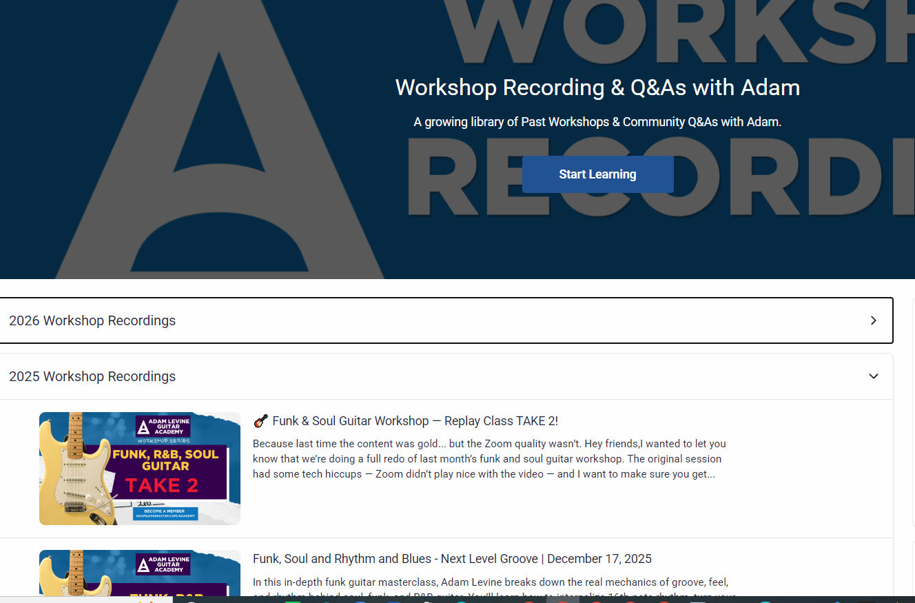Academy workshop recordings library