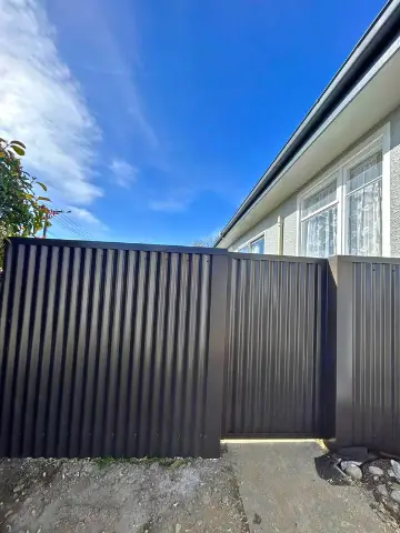 New Corrugated Metal Fence and Gate