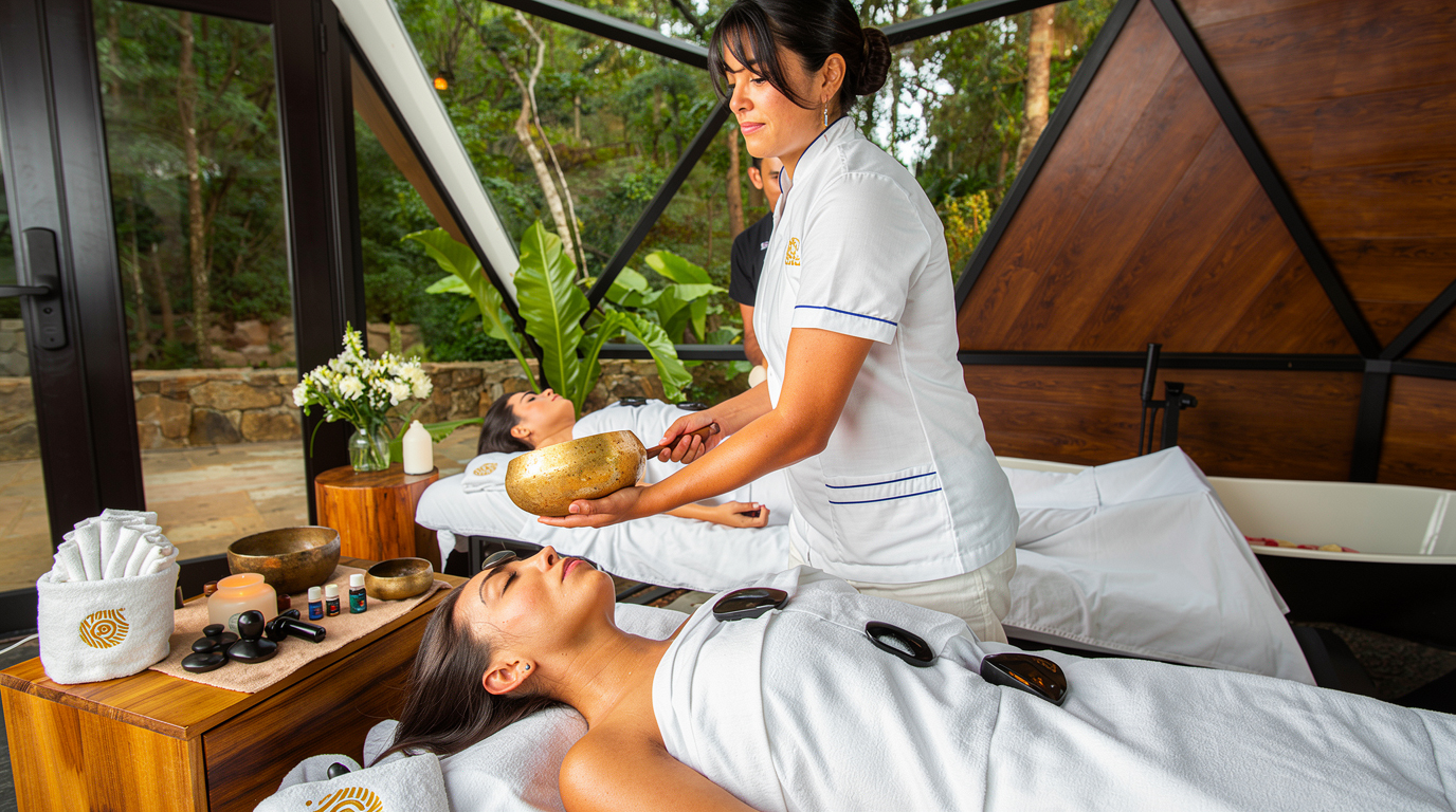 Spa therapist giving a treatment inside a dome