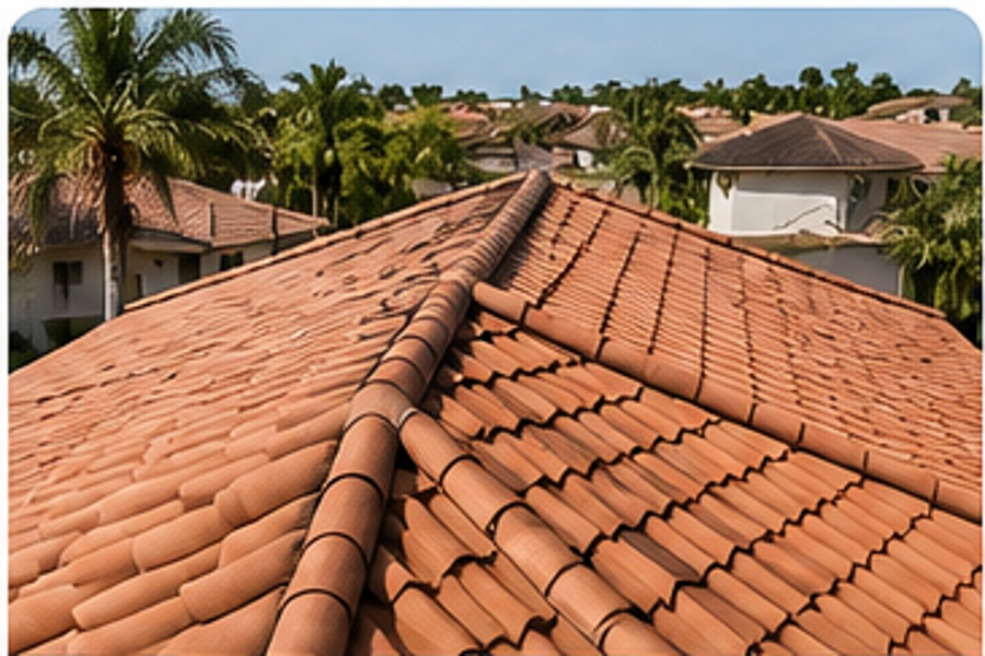 Older tile roof on a South Florida home being checked before the property is listed for sale