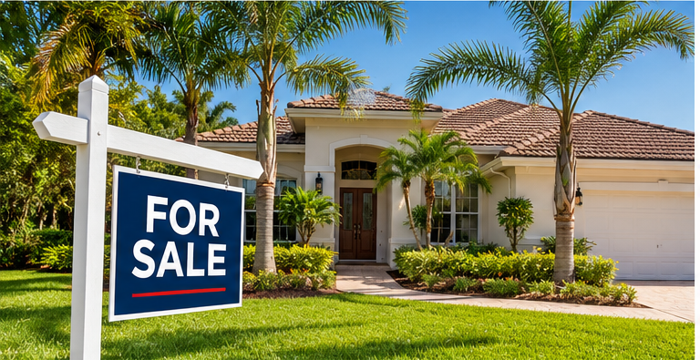 Single-family home for sale in Plantation Florida with tropical landscaping and palm trees.