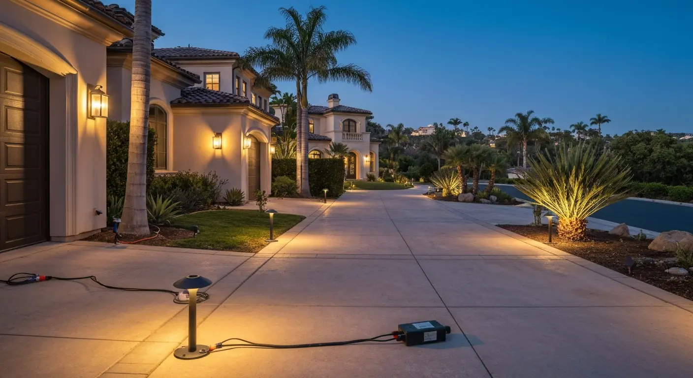 LED landscape lighting installation