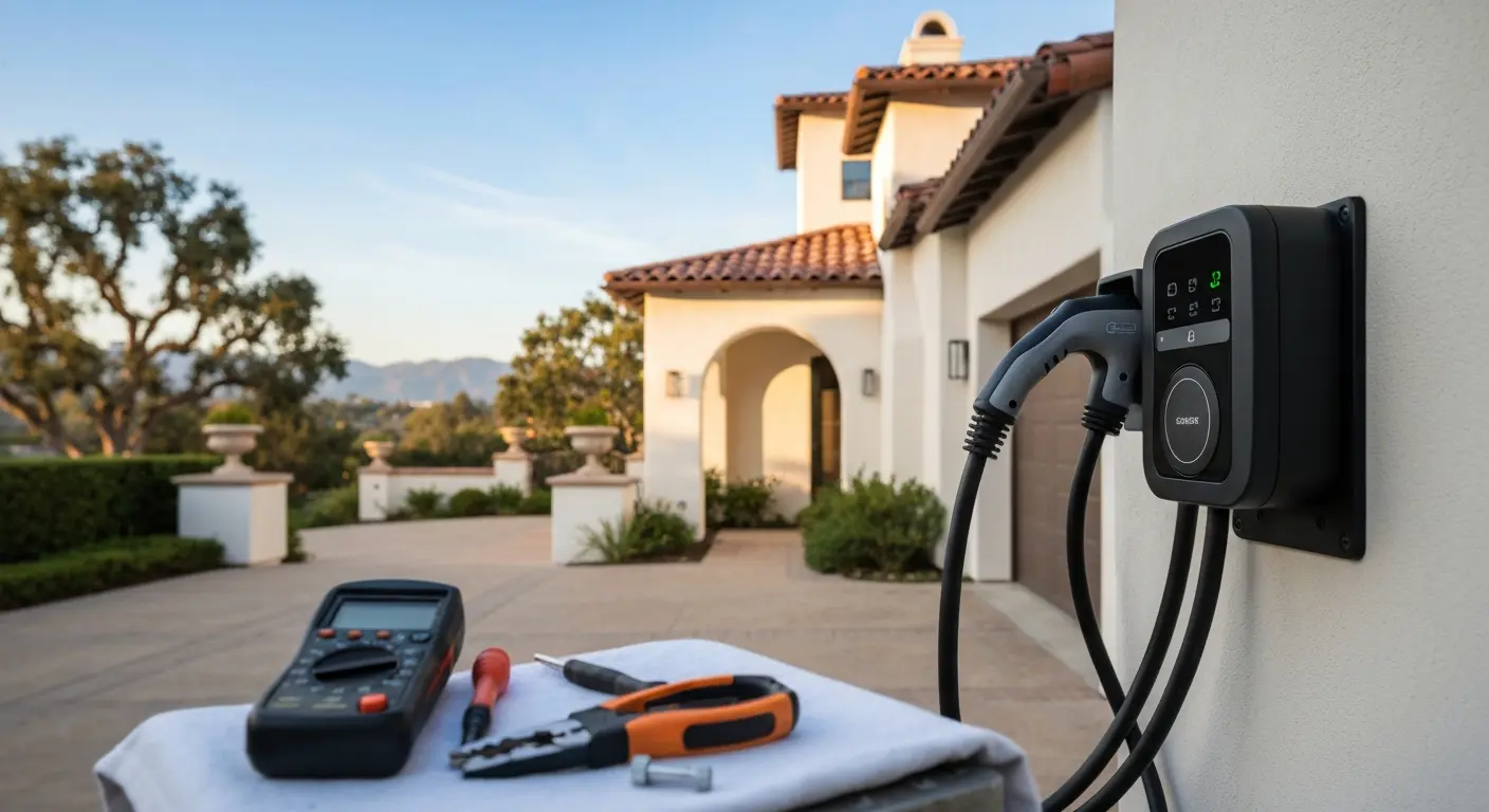 EV charger installation in San Marino estate driveway