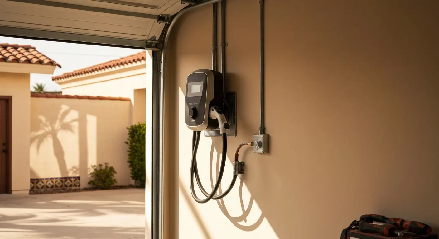 EV charging station installation in garage