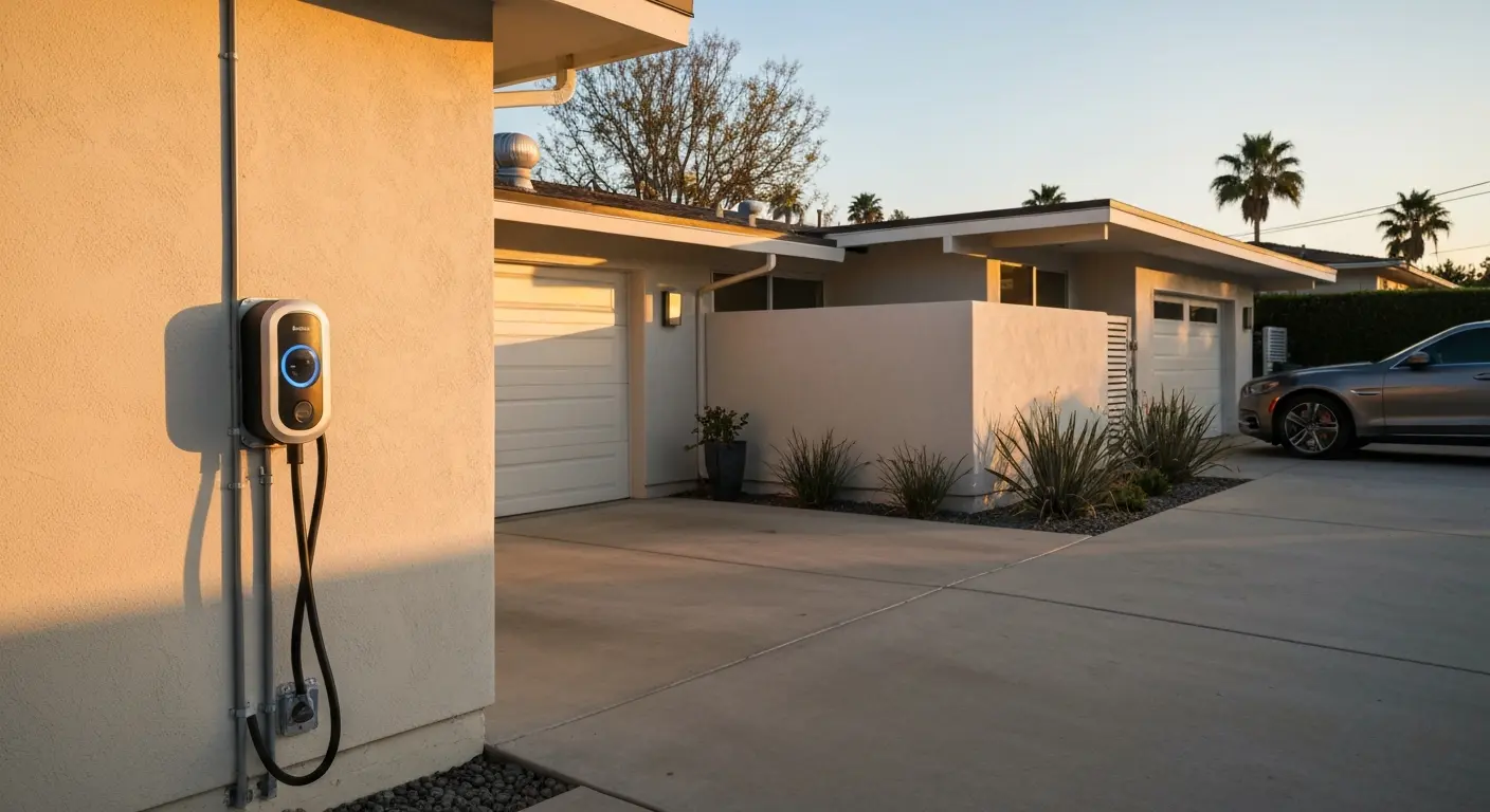 EV charger installed in driveway