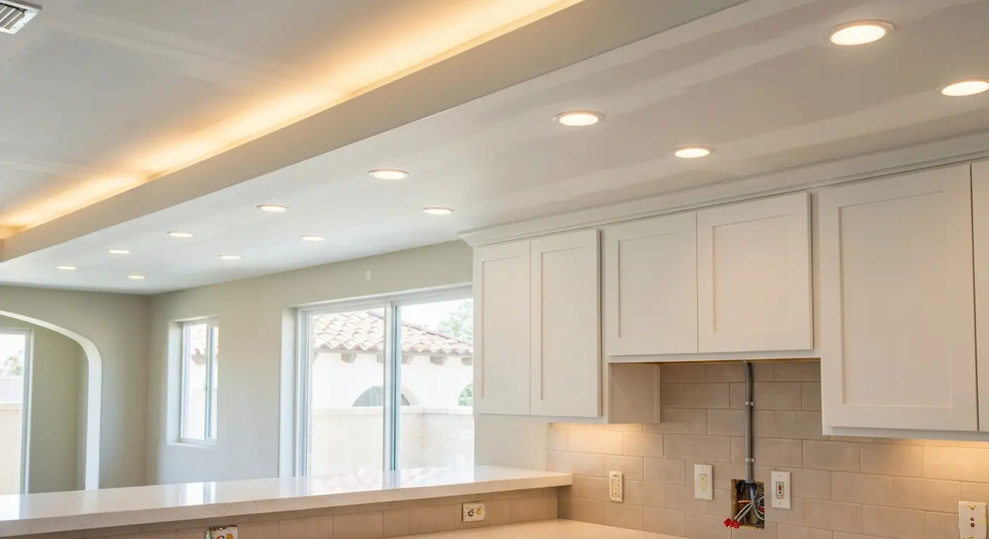 LED lighting installation in residential kitchen