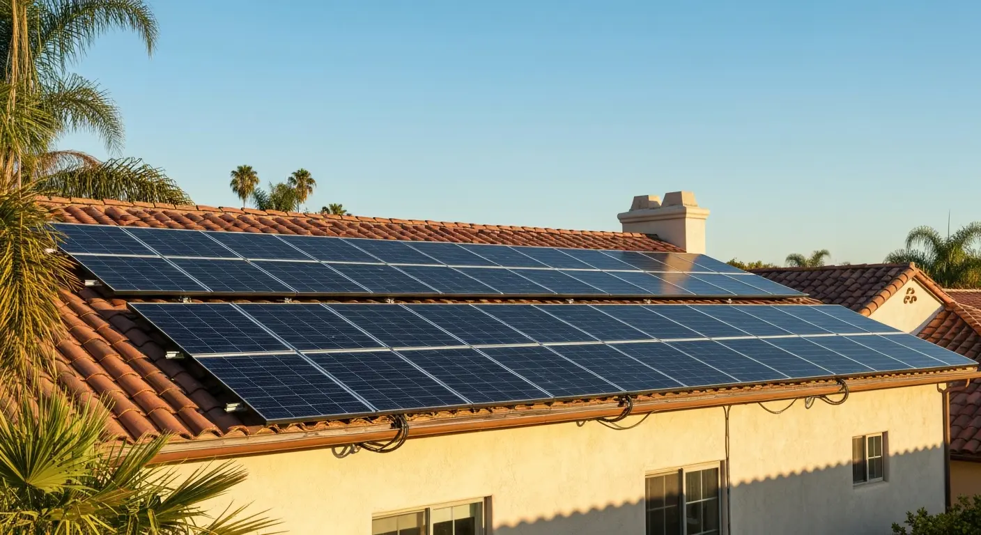 Residential solar panels on roof