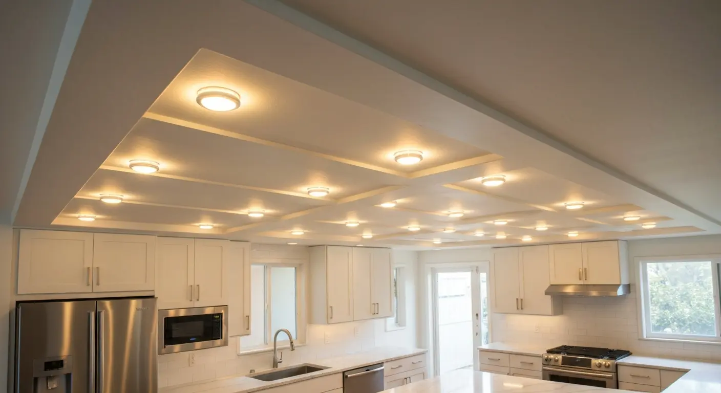 Kitchen LED recessed lighting installation
