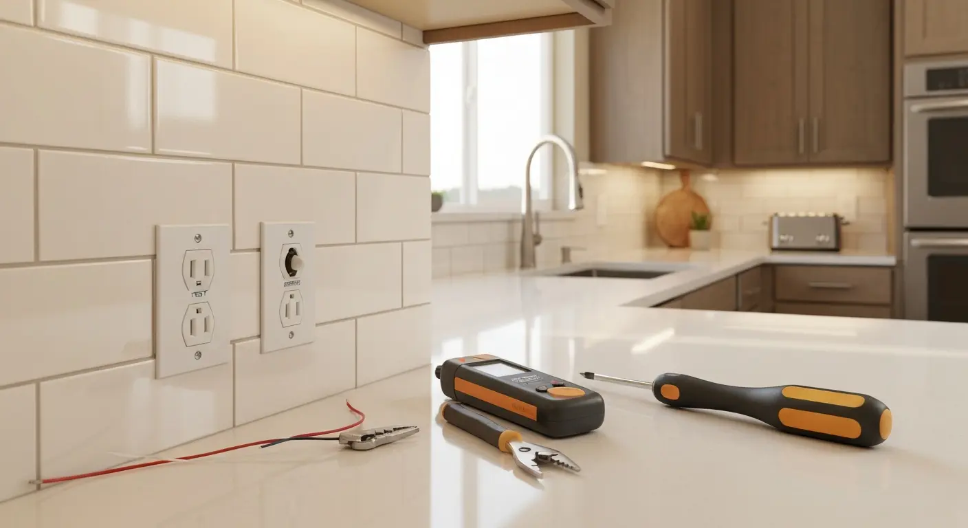 GFCI outlet installation in kitchen