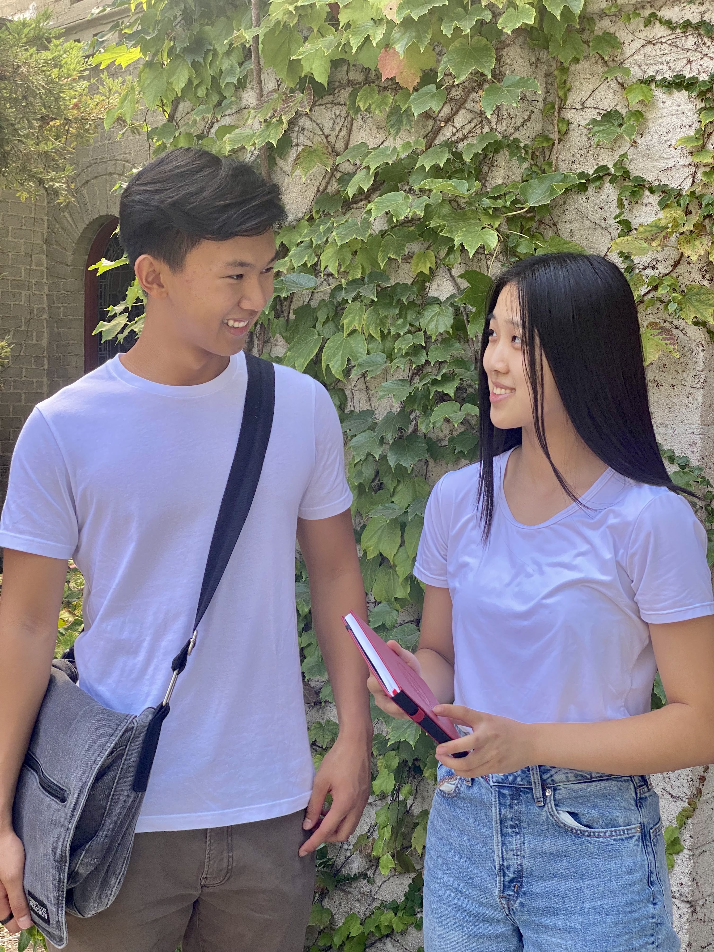Students reviewing college applications