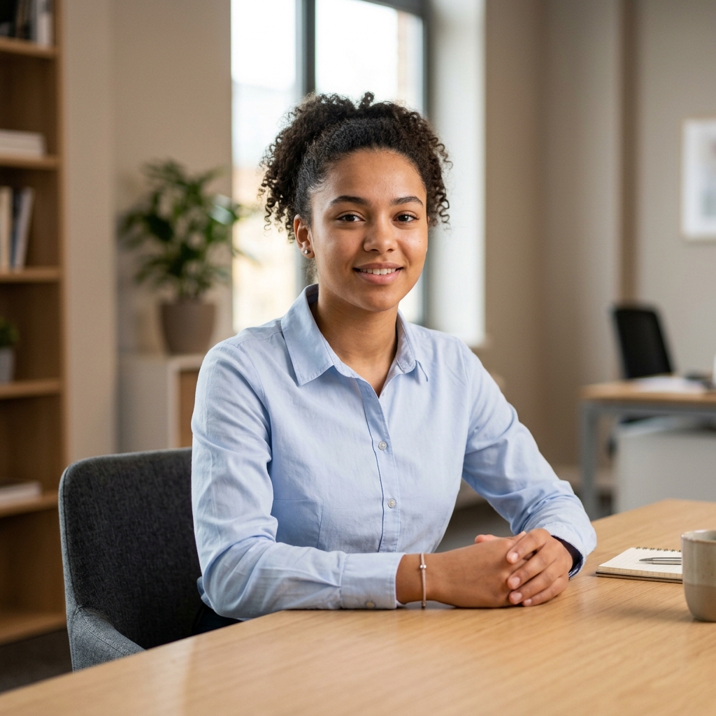 A composed student ready for their interview