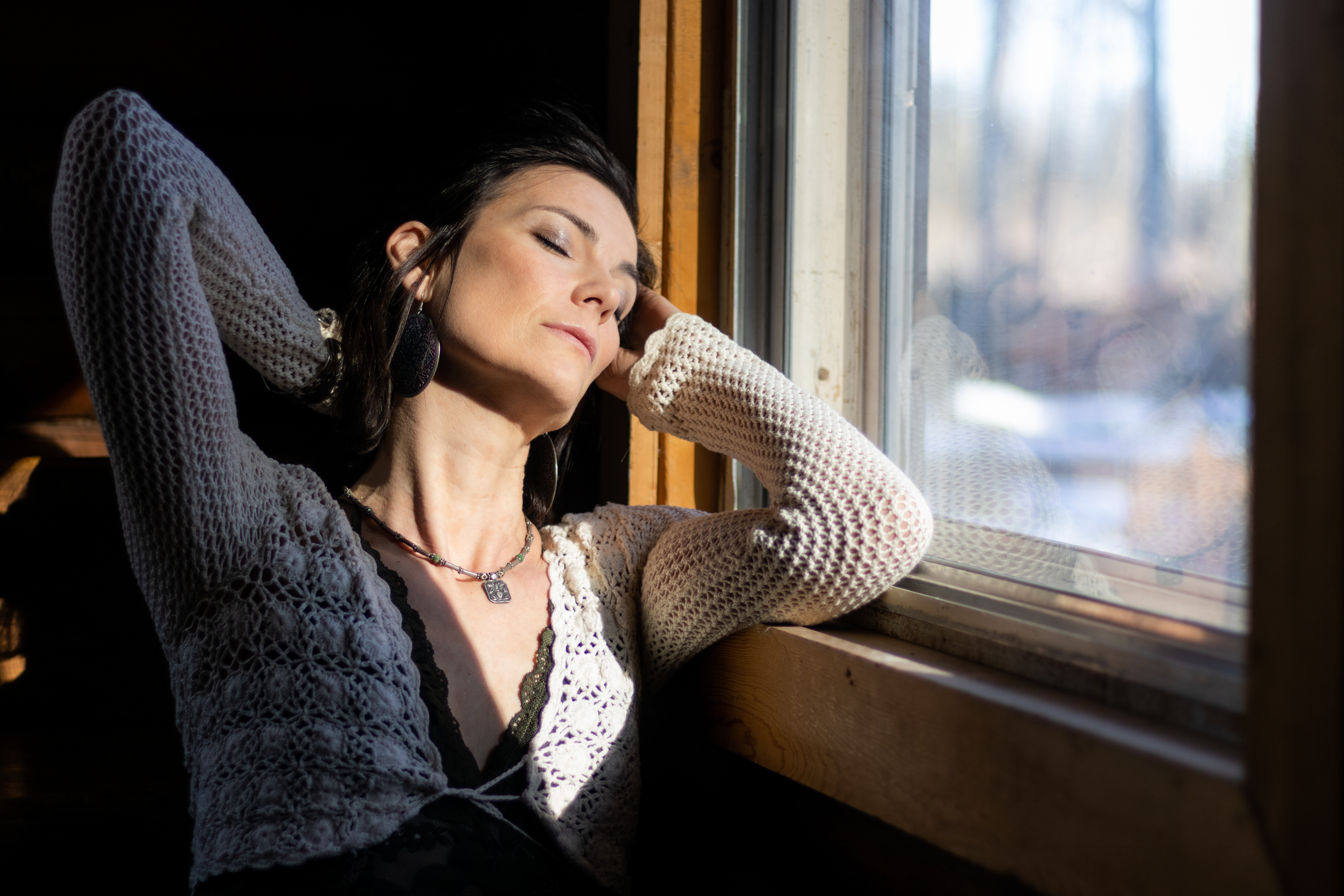 Resting in the winter light at the cabin window