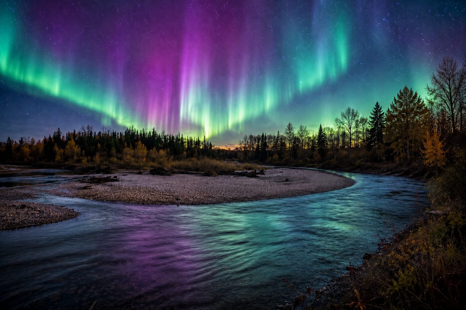 Northern lights over the Freeman River