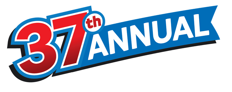 Text patriotic colors: "37th Annual"