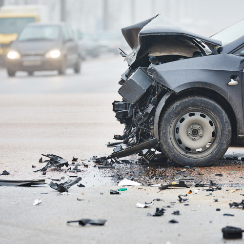 Car smashed after an acident