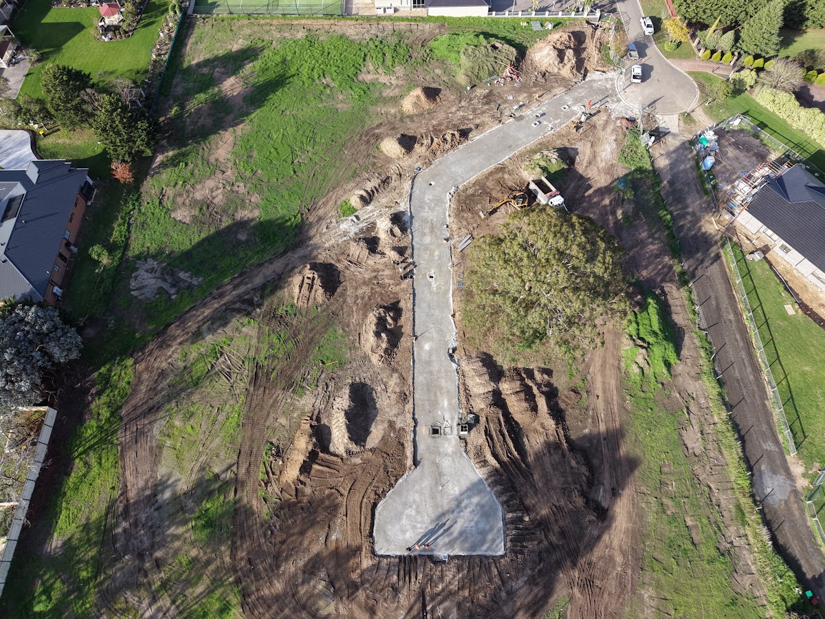 Aerial view of Melbourne homes and driveways