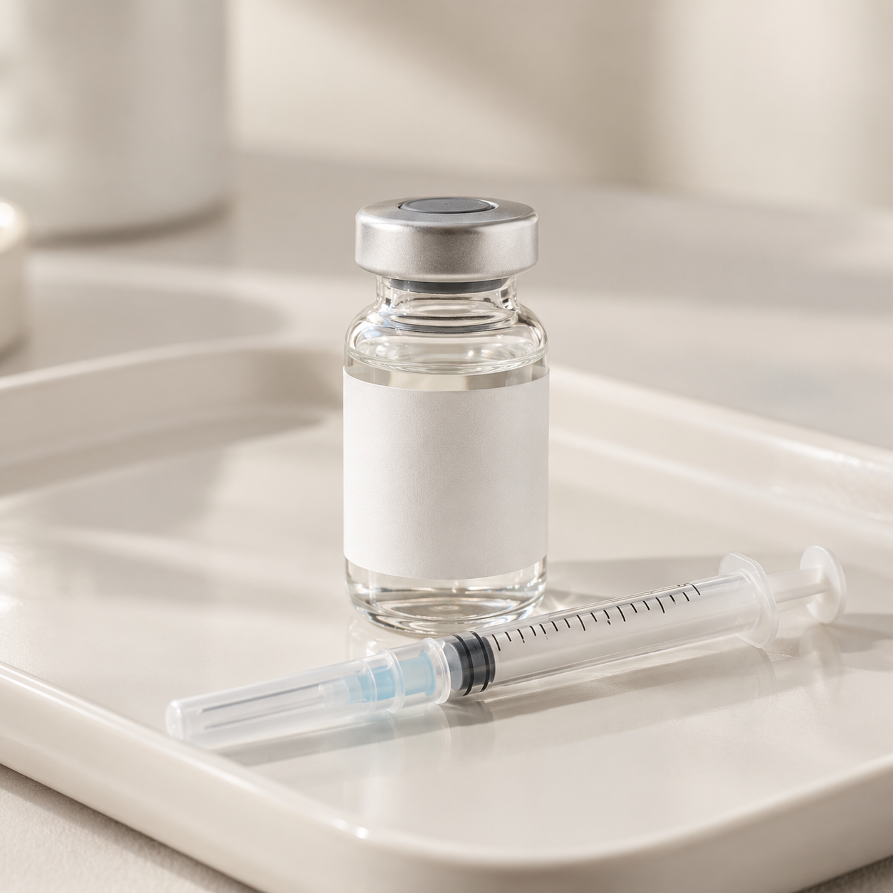 Illustrative peptide vial and syringe
