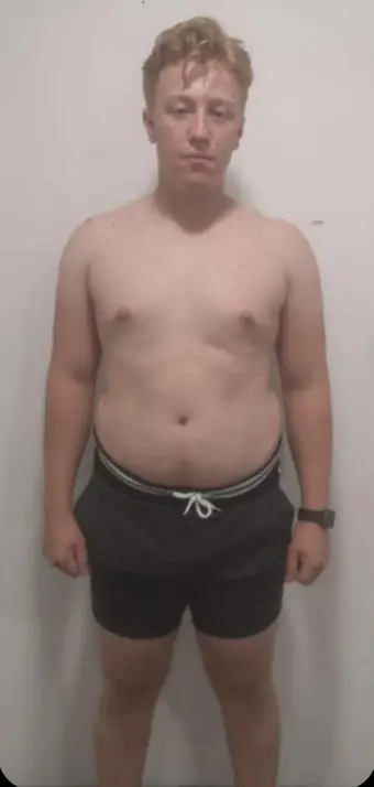Tristan's before photo - start of their 12-week body transformation with SYP Fitness, personal trainer in Archway