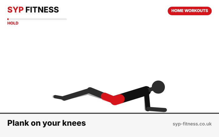 Plank on your knees demonstration - Level 2 bodyweight home workout, SYP Fitness personal trainer Archway