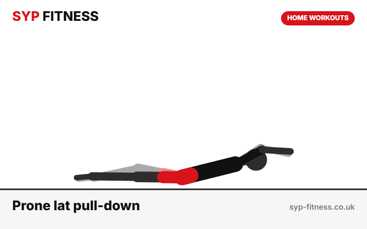 Prone lat pull-down with a 2-second squeeze demonstration - Level 4 bodyweight home workout, SYP Fitness personal trainer Archway