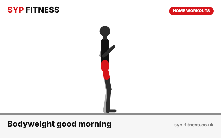 Bodyweight good morning (hip hinge) demonstration - Level 3 bodyweight home workout, SYP Fitness personal trainer Archway