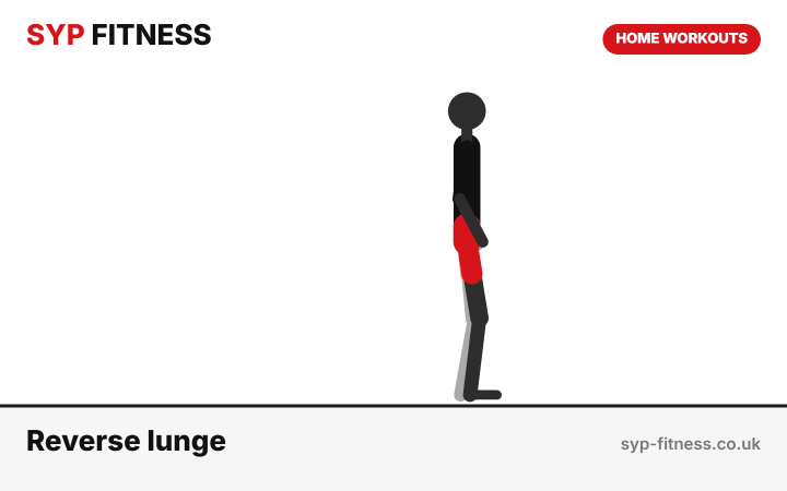 Reverse lunge demonstration - Level 4 bodyweight home workout, SYP Fitness personal trainer Archway