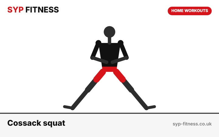 Cossack squat demonstration - Level 7 bodyweight home workout, SYP Fitness personal trainer Archway