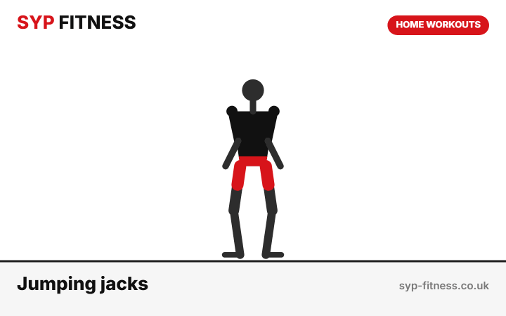 Jumping jacks (or low-impact step jacks) demonstration - Level 3 bodyweight home workout, SYP Fitness personal trainer Archway