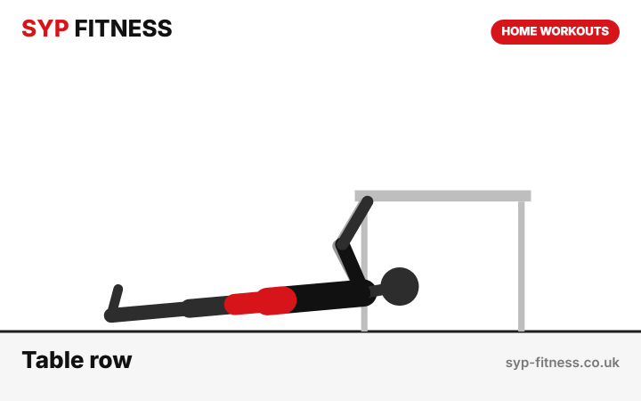 Slow table row demonstration - Level 7 bodyweight home workout, SYP Fitness personal trainer Archway