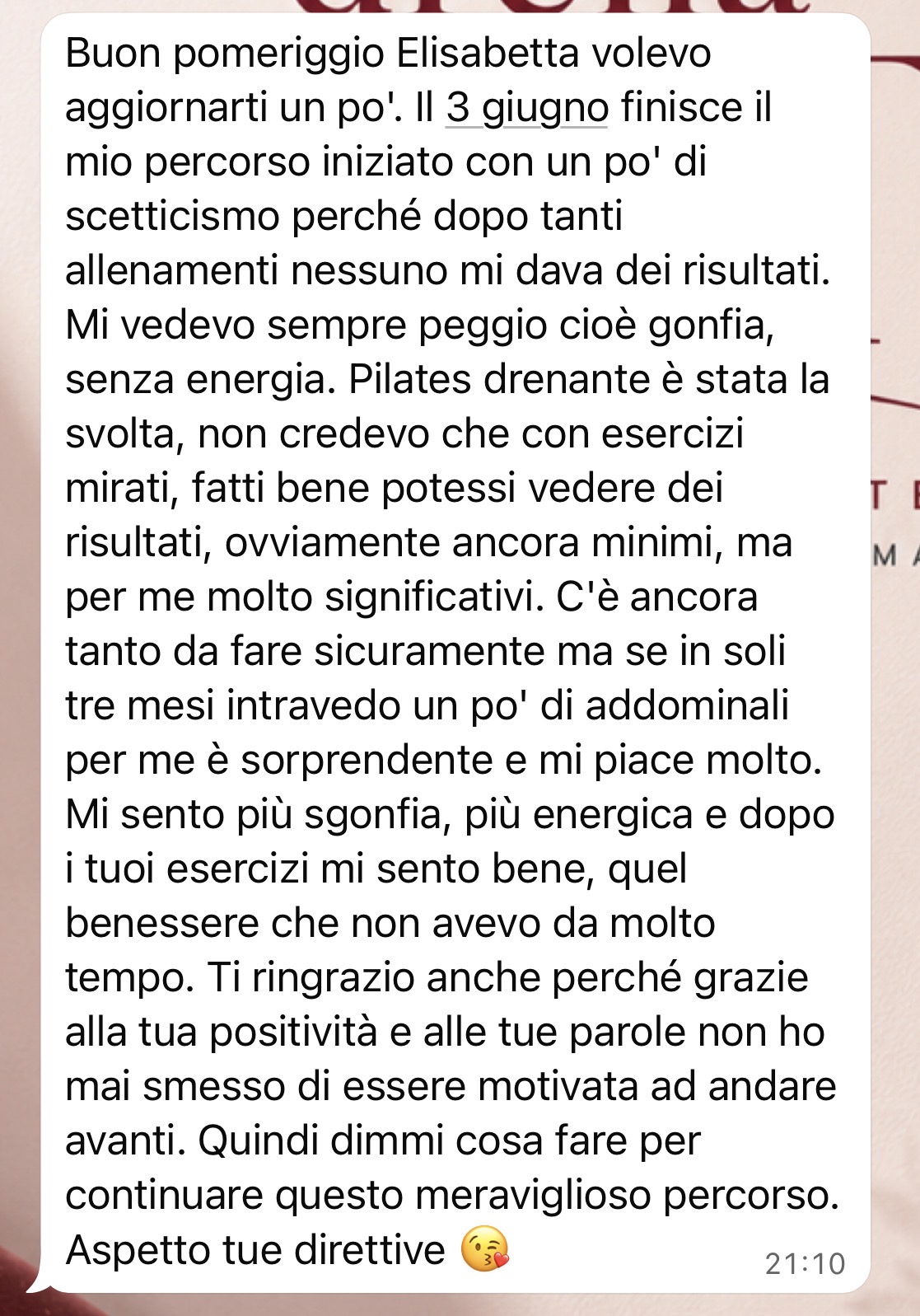 Testimonianza Debora Pilates Drenante