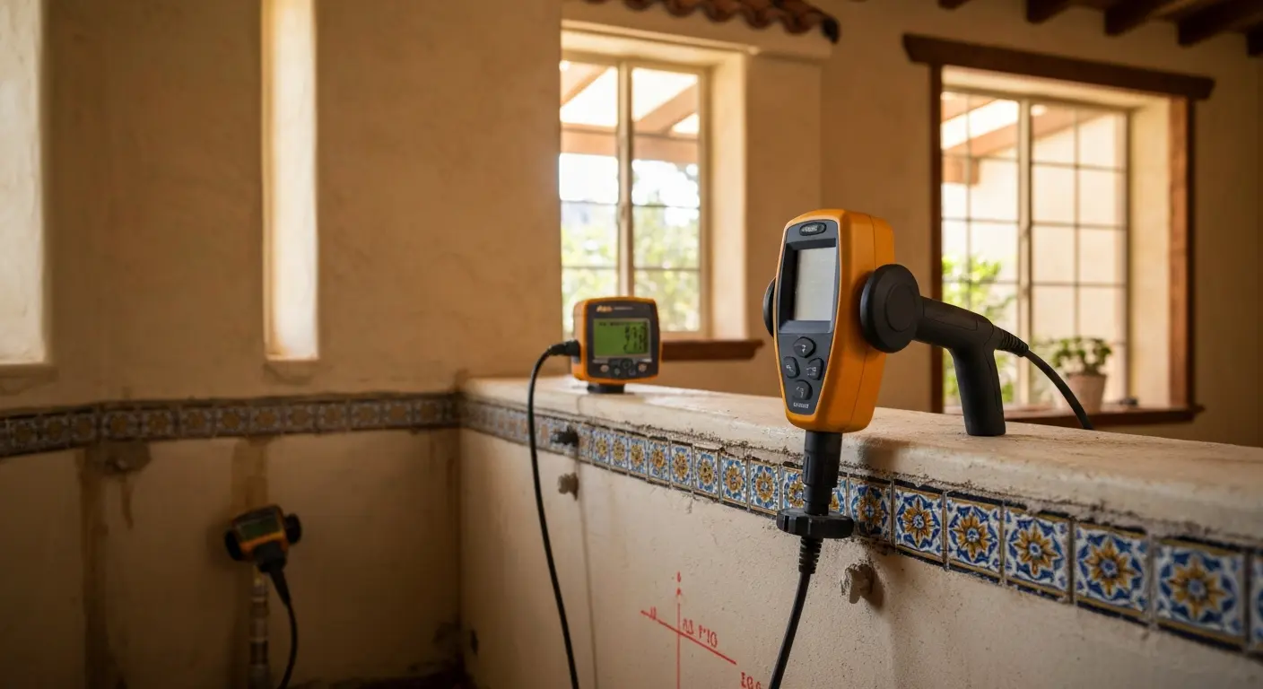 Water leak detection equipment in use