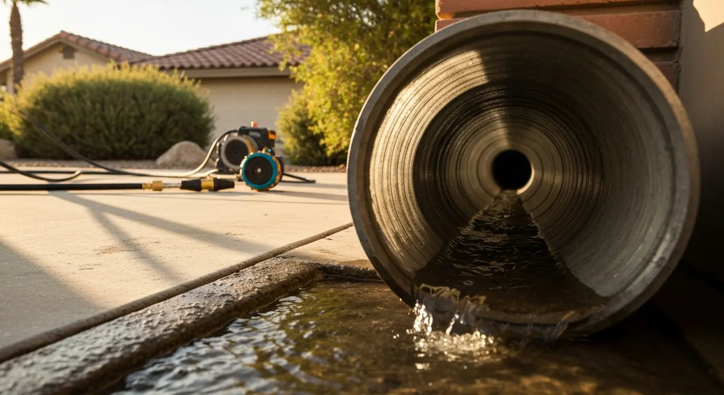 Drain cleaning in progress