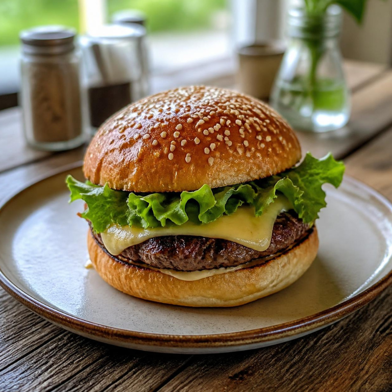 Gourmet burger fresh off the grill