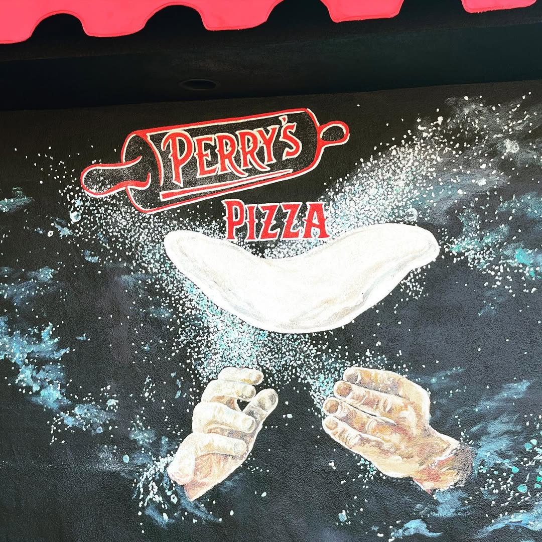 Authentic Perry's Pizza restaurant in Huntington Beach, California